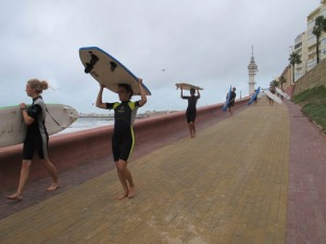 a surfing class in Cadiz (NOT mine)